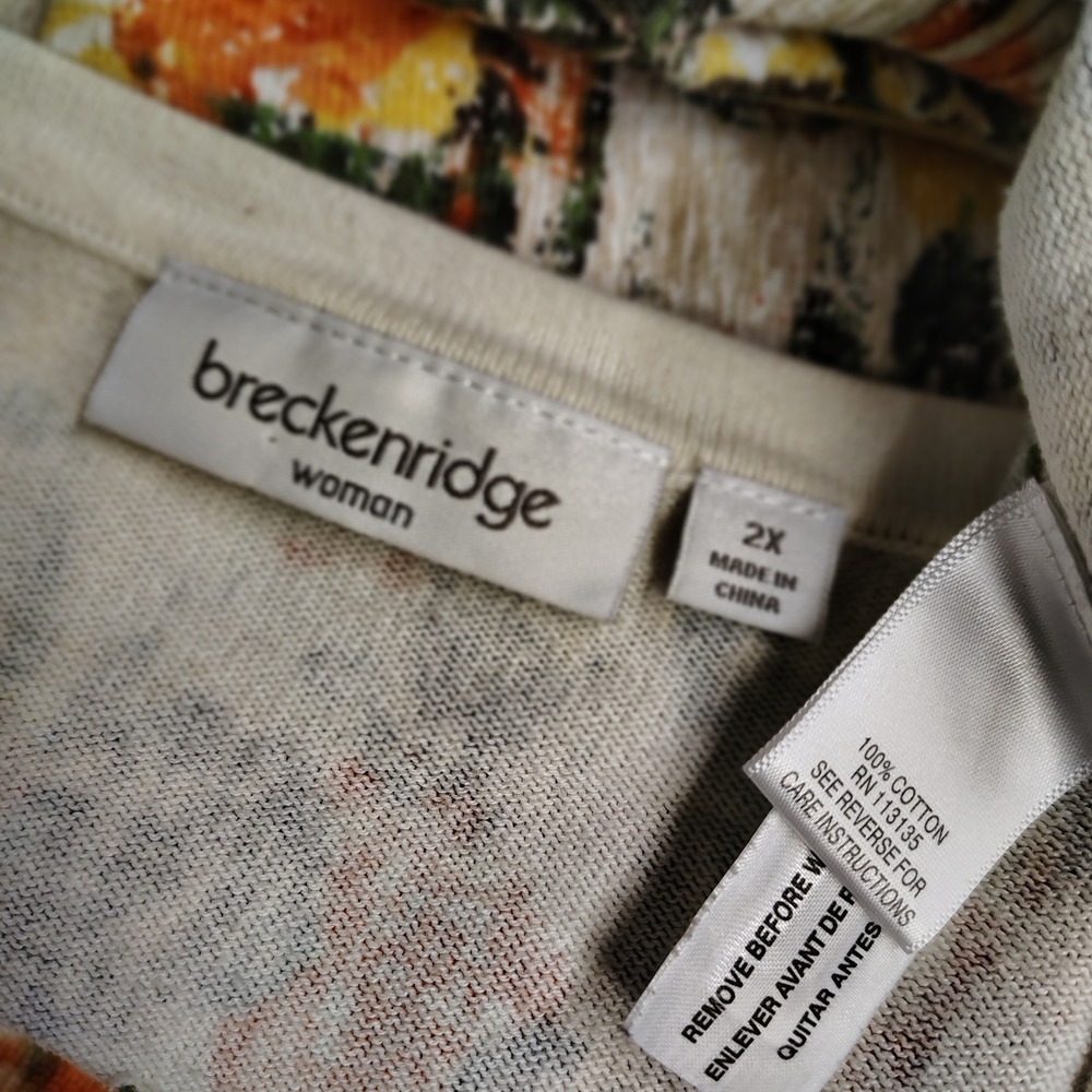 Breckenridge 2X Floral Summer Cardigan Sweater Cottagecore Artsy Grannycore - Picture 6 of 9